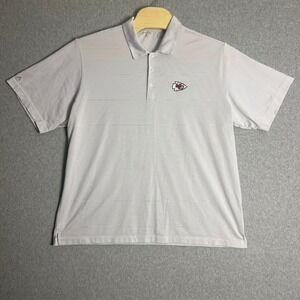 Antigua Men's White& Gray‎ Striped Chiefs Golf Athletic Polo Shirt Size XXL
